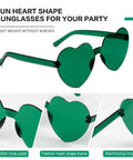 Heart Shaped Neon Green Sunglasses For Women And Men Unisex Rimless Glasses Lightweight All Day Comfort And Fun Party Accessory