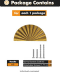 Package contents showing two pack antique brass cabinet pulls flat cup drawer handle with four screws
