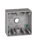 Rugged Heavy Duty Metal Electrical Outlet Box Weatherproof Two Gang With Three Quarter Inch Knockouts Thirty One Cubic Inches Capacity