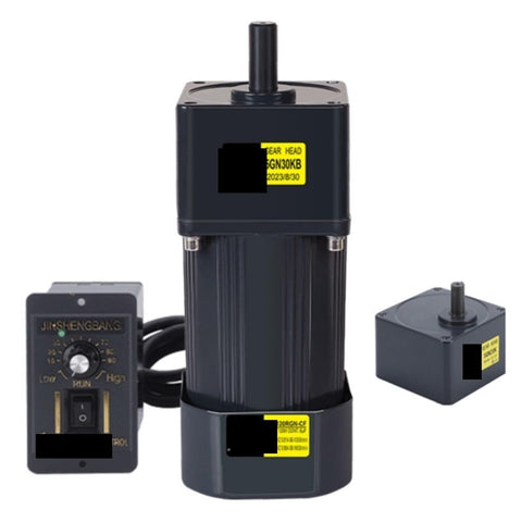 120W AC Gear Motor Workhorse For Speed Regulation And Reduction, 110V/220V, Low Noise, High Torque, Plug And Play Install And Quick Disassembly, 13.5 RPM, 5IK120RGNCF, Ideal For Household Appliances And DIY Projects, shown with speed control unit and gear head.
