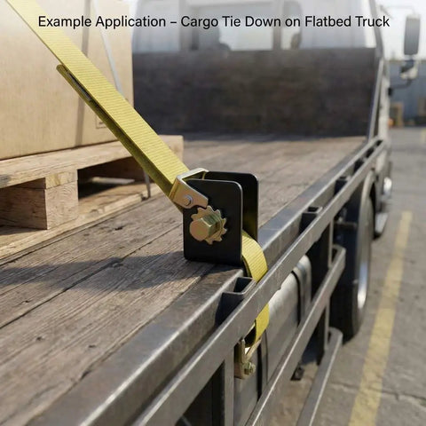 Heavy Duty Lashing Winch Set For Trucks 2 Pack Left Right Fits 2 Inch Webbing Steel Bolt On Weld On Track Tie Down Winches Built Tough With 5500 Lbs Working Load Limit For Flatbed Tow Dolly Straps on flatbed truck securing cargo