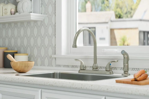 Pfirst Series 2 Handle High Arc Kitchen Sink Faucet Built To Last With Side Sprayer In Sleek Stainless Steel Finish
