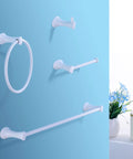 Heavy Duty 4 Piece Bathroom Hardware Set Wall Mounted White Stainless Steel Towel Bar Towel Ring Toilet Paper Holder Robe Hook