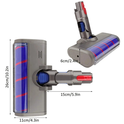 Dyson Quick Release Soft Roller Cleaner Head With LED Indicator Replacement dimensions for V7 V8 V10 V11 V15 Cordless Vacs