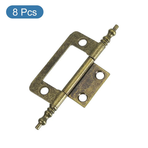 Premium Bronze Iron Butt Hinges Non Mortise Cabinet Door Hardware 8 Piece Pack, sturdy design, ideal for cupboard installations.