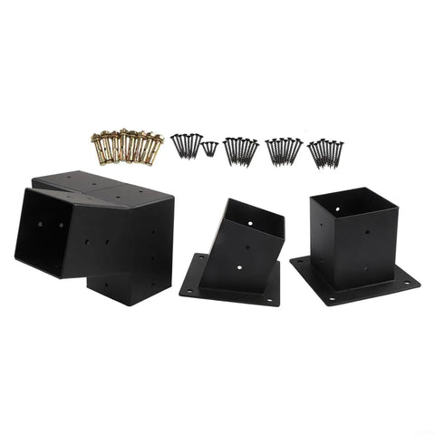 Slanted Roof Pergola Bracket Kit With 15 Degree 3 Way And Single Direction Wall Mounts Black Steel Brackets for Wood Posts