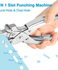 2 In 1 Badge Slot Hole Punch For Id Cards And More No Nonsense Heavy Duty Hand Punch Made Of Metal For PVC Cards Paper And Cardstock 5mm Round Hole And 13x3mm Slot Hole Silver