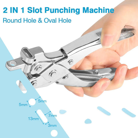 2 In 1 Badge Slot Hole Punch For Id Cards And More No Nonsense Heavy Duty Hand Punch Made Of Metal For PVC Cards Paper And Cardstock 5mm Round Hole And 13x3mm Slot Hole Silver
