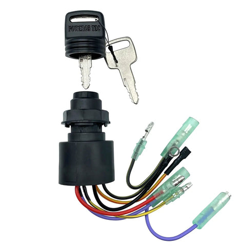 Boat Ignition Switch With Key Replacement For Mercury Mariner Outboard Motors, 3 Position 6 Wire Control Box, Dual Keys