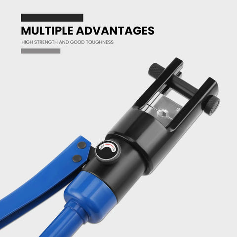 Replacement Hydraulic Crimper Die Set With 11 Hex Lug Dies For Steel Cable And Copper Terminals From 4 AWG To 600 MCM Heavy Duty Crimp Tool Parts Compatible With 1611SL, black-and-blue hydraulic head