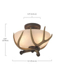 Antler Alabaster Glass 2 Light Semi Flush Mount Ceiling Fixture in European Bronze with E26 Socket in rustic style