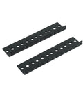 Rugged Steel Rack Rail Set For 4U Rack Size With Pre Threaded Cold Rolled Steel Construction showing black powder-coated metal rails