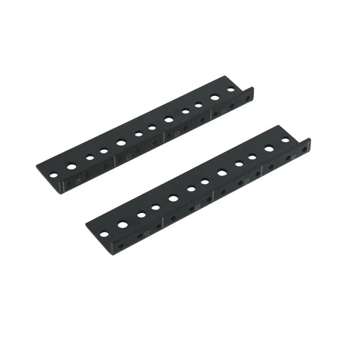 Rugged Steel Rack Rail Set For 4U Rack Size With Pre Threaded Cold Rolled Steel Construction showing black powder-coated metal rails