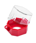 Emergency Stop Protection Cover For Push Button Switch Clear Transparent Box Type Button Shield Small 55mm Face Durable Plastic Stop Switch Box Cover For Industrial Machines with red base and clear top