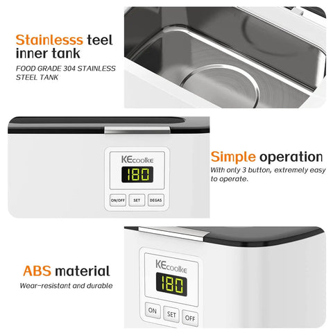Ultrasonic Jewelry Cleaner 600ml Sonic Cleaner With Digital Timer features stainless steel tank and simple operation.