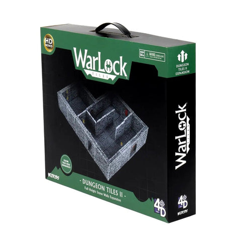 Packaging of Warlock Tiles Expansion Dungeon Tiles II Full Height 2-Inch Stone Walls Plug-And-Play Clips Immersive Modular Grid