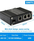 3 Port PoE Plus Gigabit Fiber Ethernet Switch Mini Unmanaged Network Switch With 100/1000M SFP Slot 12 To 48VDC Power Input