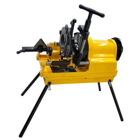Smooth Operator 750W Electric Pipe Threader Machine Cuts Threads 1/2 To 4 Inch NPT BSPT Pipe Fast, yellow heavy-duty design.