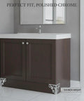 S-Shaped Chrome Furniture Leg 5.9 Inch, Carbon Steel Heavy Duty Replacement For Cabinets And Vanities installed on cabinet.
