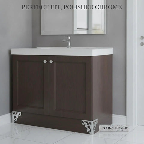 S-Shaped Chrome Furniture Leg 5.9 Inch, Carbon Steel Heavy Duty Replacement For Cabinets And Vanities installed on cabinet.