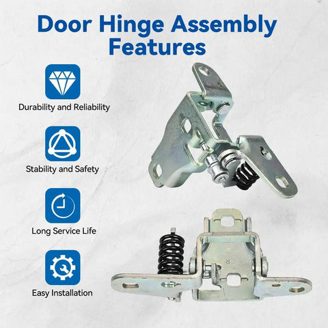 Top Shelf Front Lower Door Hinge Combo For Your Dodge Ram Whip Includes Driver Left And Passenger Right Brackets, showcasing durable steel assembly.