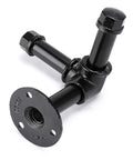Hella Sturdy Black Iron V Shaped Wall Hook Straight Up Industrial Pipe Design close-up with screw mount for easy installation.