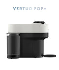 Side view of Vertuo Pop Plus Coffee And Espresso Maker From Breville In Coconut White Delivers Five Cup Sizes Including 5 8 And 12 Oz Coffees Plus Single Or Double Espressos Hot Or Iced For Quick Easy Home Barista Vibes And Cafe Quality At Home