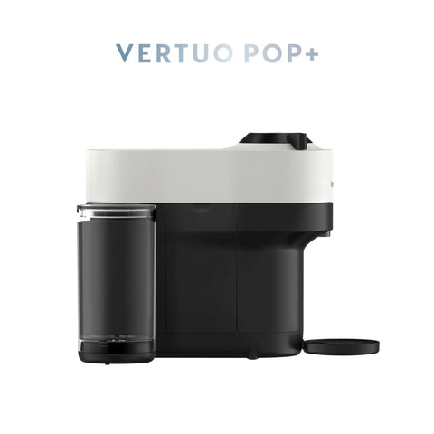 Side view of Vertuo Pop Plus Coffee And Espresso Maker From Breville In Coconut White Delivers Five Cup Sizes Including 5 8 And 12 Oz Coffees Plus Single Or Double Espressos Hot Or Iced For Quick Easy Home Barista Vibes And Cafe Quality At Home