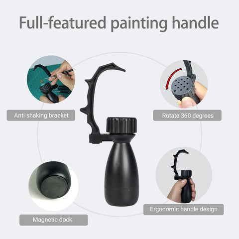 Precision Miniature Painting Handle With Stabilizer Bar And Magnetic Base For No Slip Gripping 360 Degree Rotating Model Holder With Finger Rest For Wargaming D And D Figures Anti Shake For Ultra High Detail product.