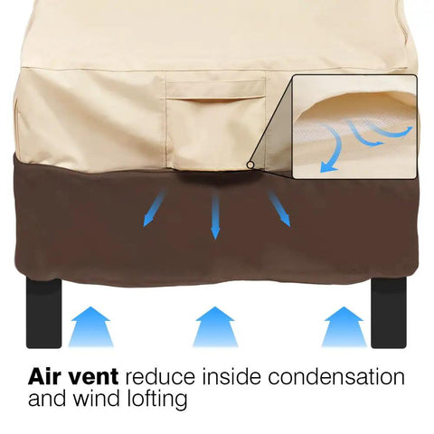Heavy Duty Waterproof Patio Chair Covers 2 Pack Large Beige And Brown Tough As Nails showing air vent feature