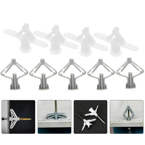 400 Pcs Drywall Anchor Assortment Kit with butterfly shaped nylon and ABS expansion bolts for gypsum board and metal