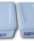 Clear And White 6 Quart Storage Bin Set Of 2 With Recessed Handles And Secure Fit Lids For Easy Stacking Shoes And Small Items