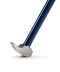 Close-up of Roll Head Pry Bar 12 Inch Beefy Heavy Duty Chrome Alloy Steel Built Tough For Construction And Automotive Projects Pro Grade Multi Purpose Prying Tool For Demolition And Auto Work, focus on roll head tip