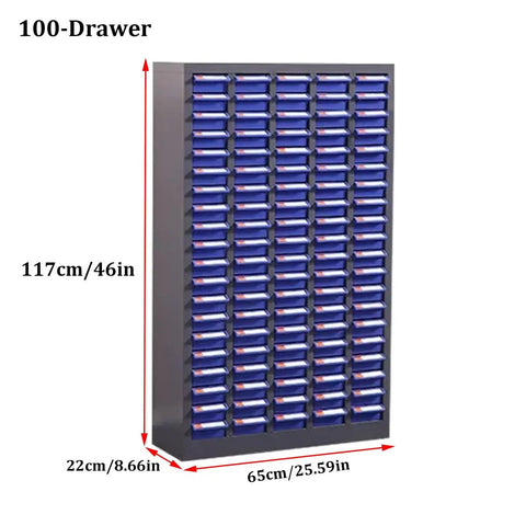 Heavy Duty Steel Parts Cabinet With Kickass Anti Slip Drawers And Adjustable Dividers For Bolt Nut Screw Storage, 100-drawer unit.