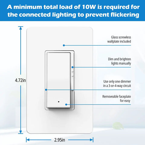 Five Pack Slide Dimmer Switch For Dimmable LED CFL Lights Up To 300W And Incandescent Or Halogen Up To 700W Works As Single Pole Or 3 Way Wall Plate Included ETL Listed White close-up