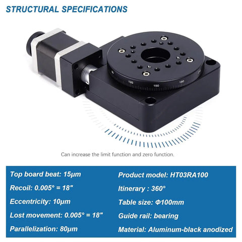 Precision Electric Rotating Platform For Optical Alignment, Pro Grade Motorized 100mm Rotation Stage With Worm Drive