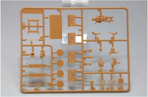 Messerschmitt Bf 109E7 1 48 Scale Plastic Model Kit parts on sprue with figures and accessories for German fighter scene