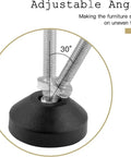 Adjustable Furniture Leveling Feet 12 Pack Universal Swivel Screw Glides For Tables Desks Chairs showing adjustable angle for stability.
