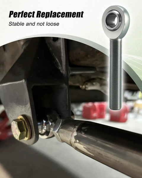 Close-up of Heavy Duty 3/4 In Right Hand Shank With Jam Nut Heim Joint Rod End 3/4 Inch Bore 4 Inch Long installed on a vehicle.