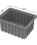 Built Like A Tank Plastic Storage Bins Slotted Dividable Stackable Grid Containers modular gray bin with dimensions 10.875x8.25x5 inches