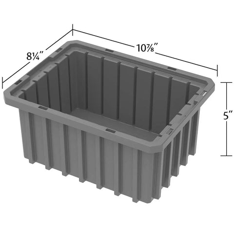 Built Like A Tank Plastic Storage Bins Slotted Dividable Stackable Grid Containers modular gray bin with dimensions 10.875x8.25x5 inches