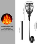 Low Voltage Tiki Torch Lights With Flickering Flame Effect 12V Outdoor Pathway And Landscape Lighting dimensions and components