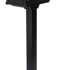 Patriot Large Capacity Rust Proof Plastic Post Mount Mailbox in Black With Wide Opening, fully assembled, mail flag up