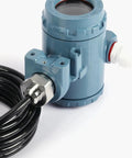 Pro Grade Submersible Level And Pressure Transmitter With LED Display And 0 To 5V Analog Output For Real Time Water Level Monitoring Industrial Pressure Sensor And Display Controller, showing cylindrical blue body and black cable