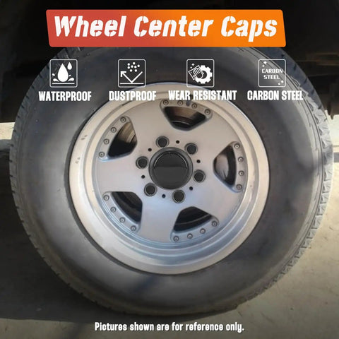 Two Pack Trailer Push Through Center Caps And Lug Nut Set For Trucks And RVs, 3.19 Inch Wheel Center Caps on tire
