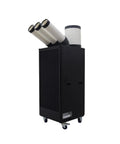 Heavy-Duty 22500 BTU Portable AC Cooler For Shops Garages And Warehouses with three exhaust hoses on a caster base.