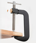 Beefy Fast Release 4 Inch G Clamp For Workshop Projects, Steel With Anti Rust Finish, Quick Slide Jaw For Easy Adjustments, Trapezoidal Thread For Strong Holding Power, Heavy Duty Woodworking And Metalworking Clamp holding wood board