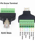 4 Pack RJ45 Screw Terminal Adapter Blocks For Ethernet Networks RJ45 Male To 8 Pin Connector 8P8C To 8 Pin Terminal CCTV DVR