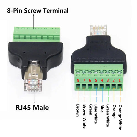 4 Pack RJ45 Screw Terminal Adapter Blocks For Ethernet Networks RJ45 Male To 8 Pin Connector 8P8C To 8 Pin Terminal CCTV DVR
