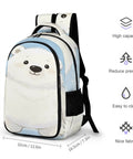 Waving Polar Cub Printed Unisex Backpack With Large Capacity Durable Polyester Daypack For School Travel And Everyday Use
